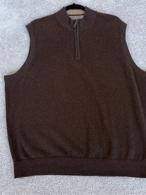 Daniel Cremieux Signature Collection Brown Supima Cotton 1/4-Zip Sweater Vest XL